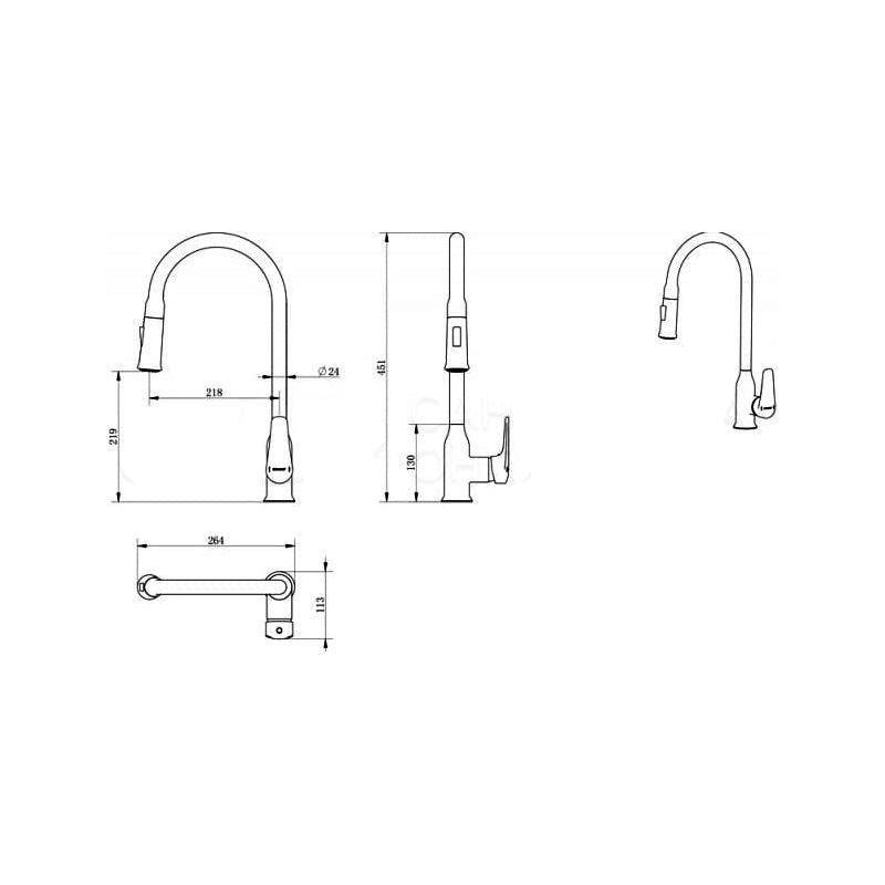 Смеситель для мойки HAIBA HB73816 1/2 вытяжная лейка - фото 2