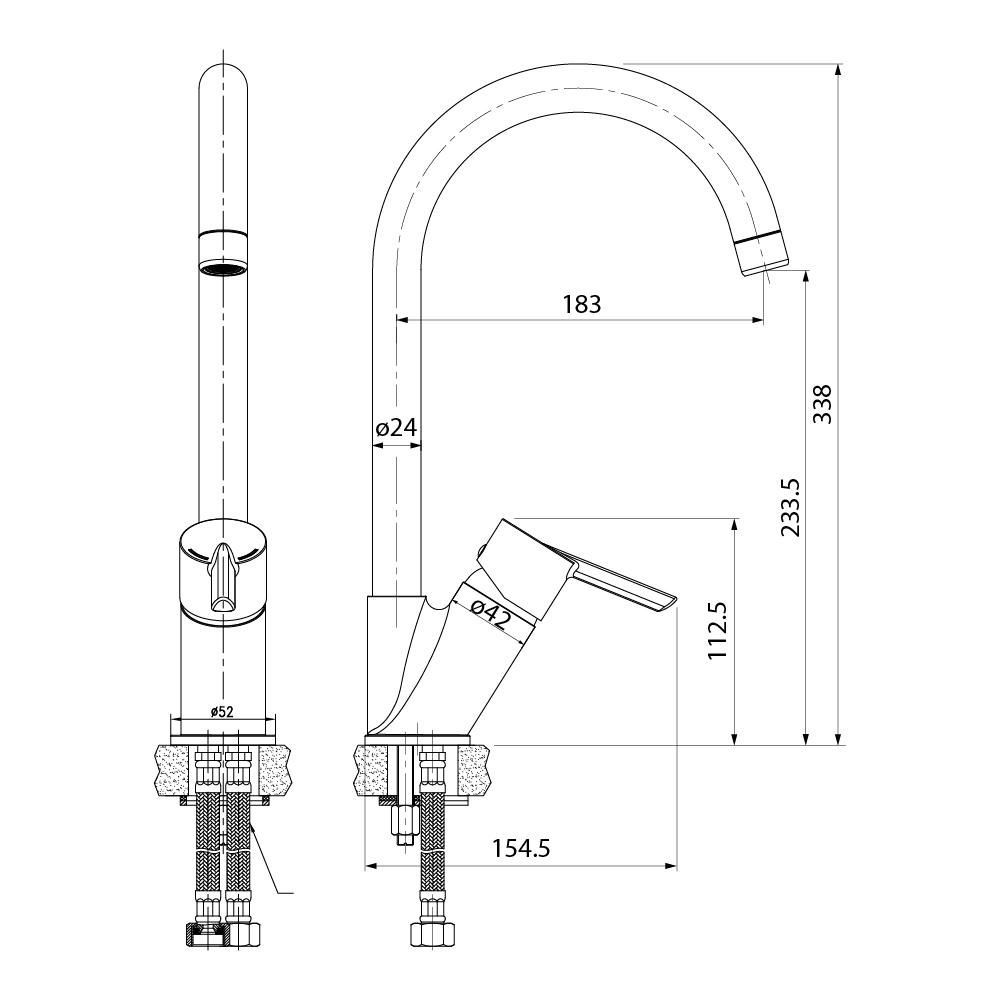 Смеситель для мойки IDDIS KITCHEN LINE моно K11SB0Ji05 - фото 2
