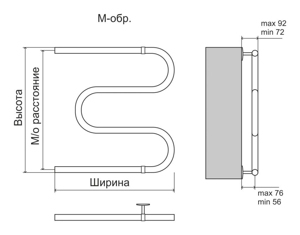 Полотенцесушитель Terminus нержавеющий 3/4" 500*500-25 М-образный шовная труба Б/к (без коробки) - фото 2