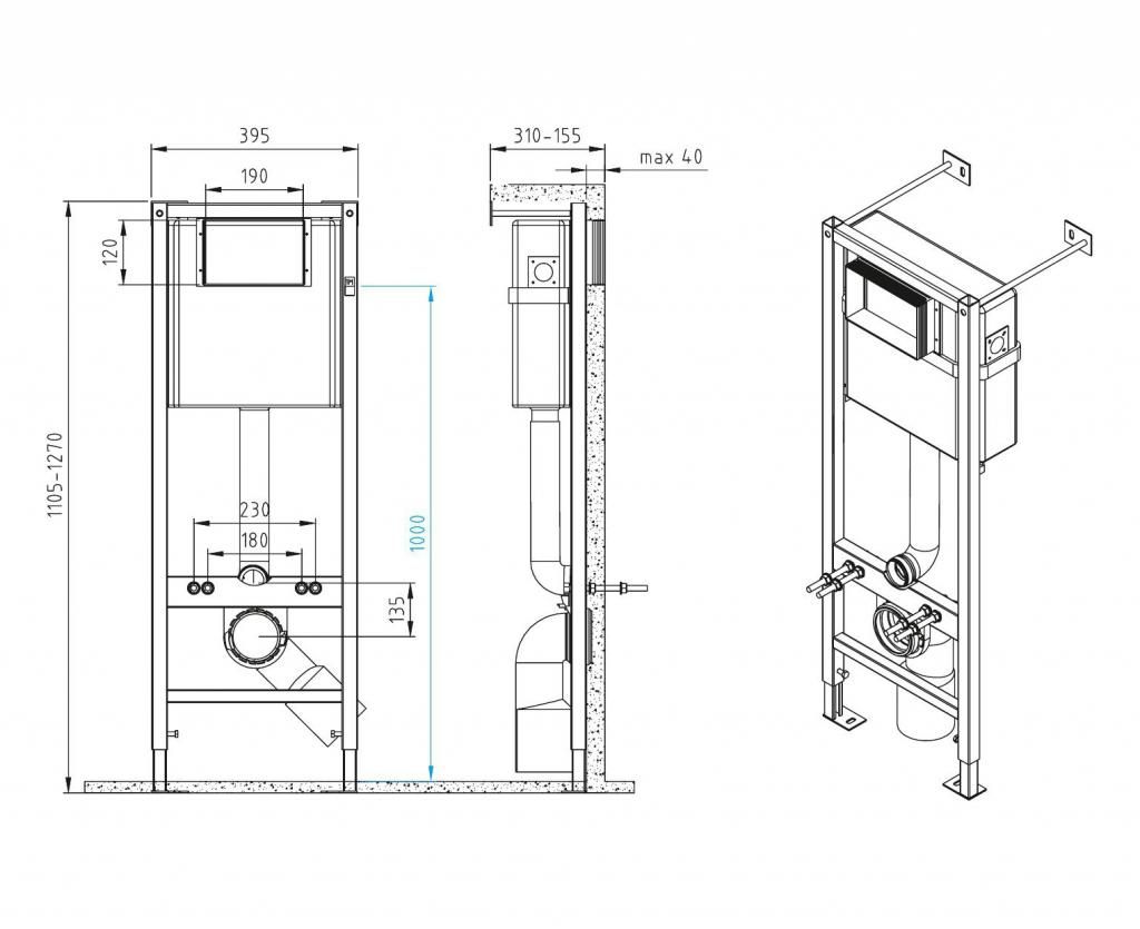 Монтажная система CERSANIT VECTOR 40 для унитаза, без кнопки - фото 2