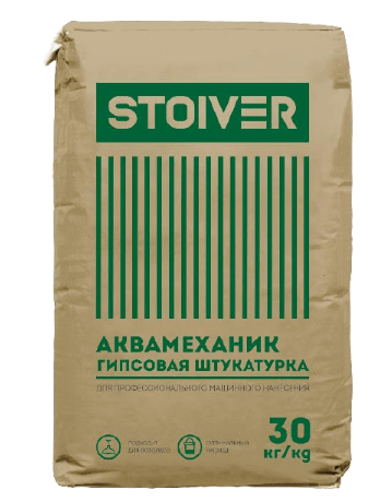 STOIVER АКВАМЕХАНИК Штукатурка гипсовая для машинного нанесения (МКП) 30 кг