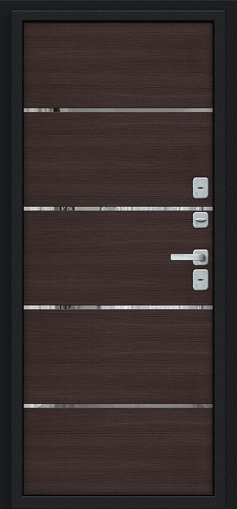 Дверь входная Thermo Лайн/BChrome Thermo-2 Букле черное правая 2050x860 мм Wenge