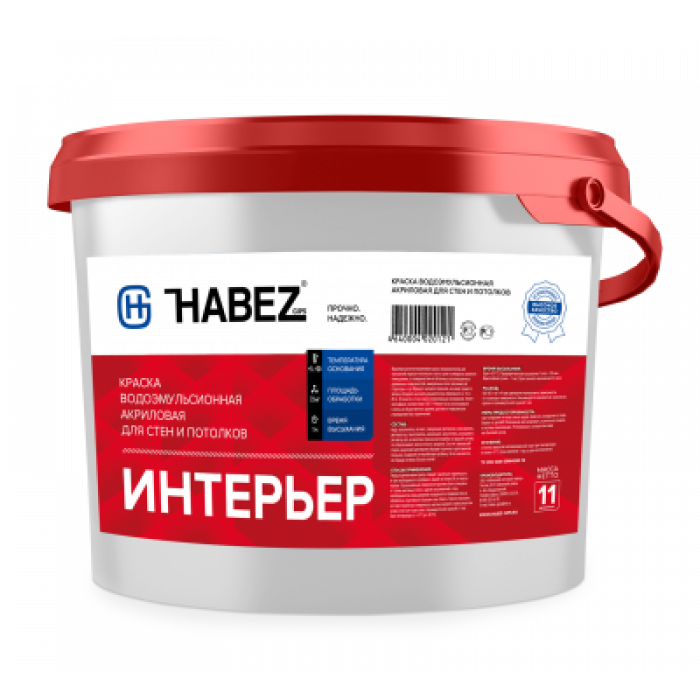 Краска акриловая HABEZ Интерьер белая матовая 11 кг