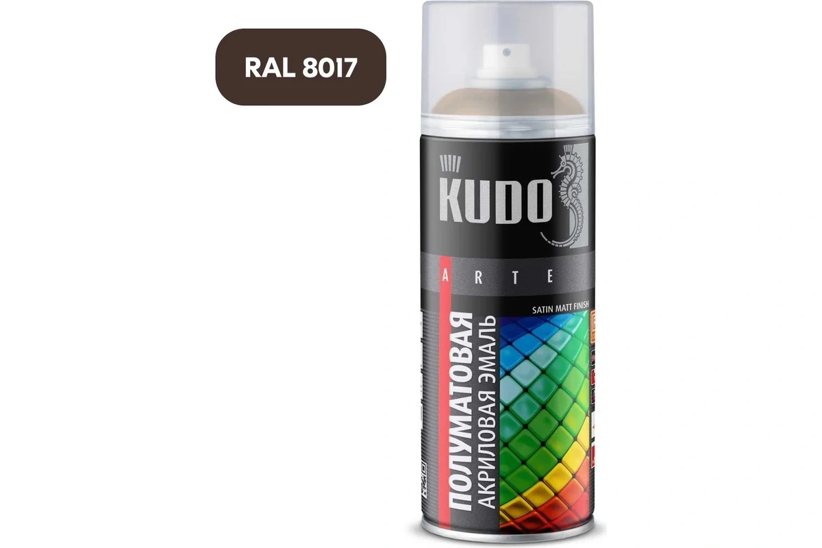 Универсальная эмаль KUDO акриловая SATIN RAL 8017 коричнево-шоколадная 520 мл