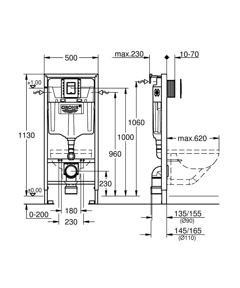 Монтажная система GROHE RAPID SL 39501000 для унитаза комплект 3в1 - фото 2