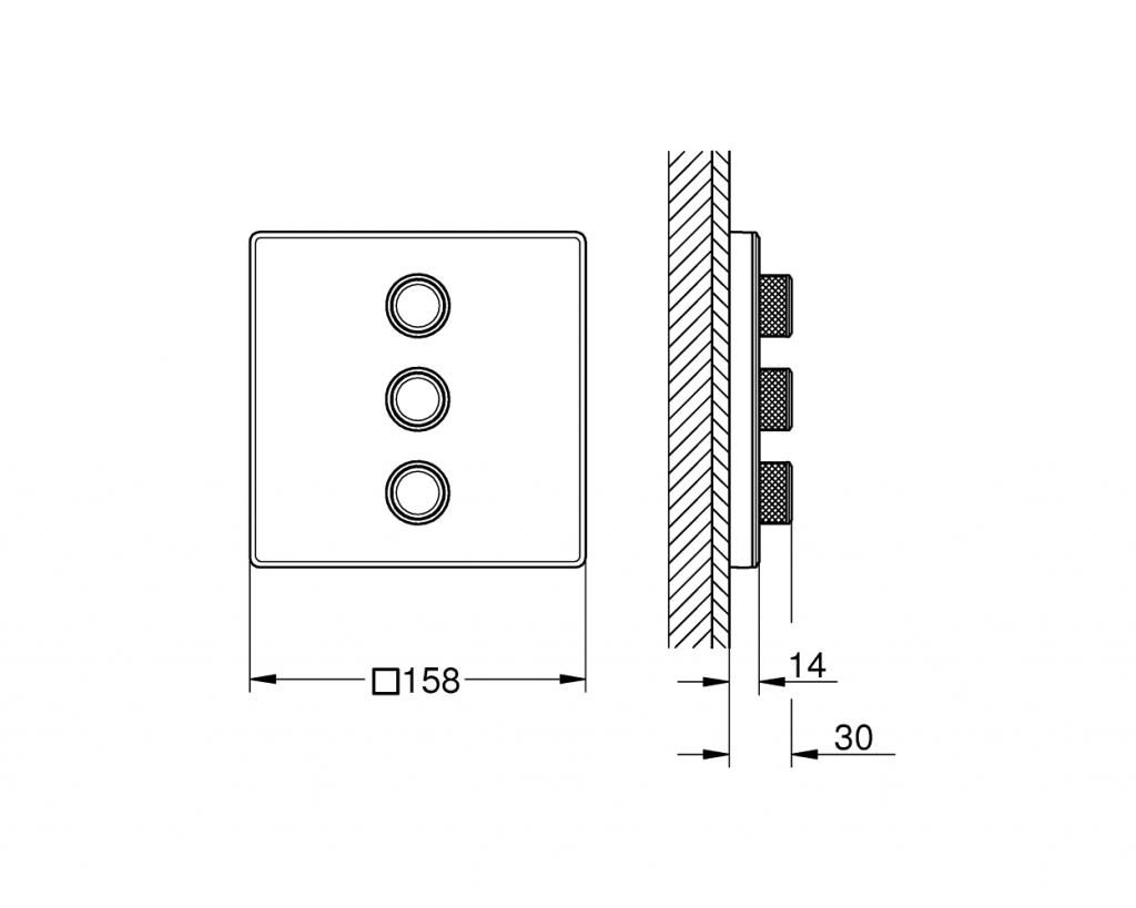Панель GROHE GROHTHERM SMART CONTROL без механизма S 3т 29158LS0 - фото 2