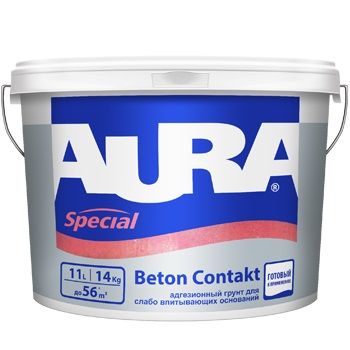 Грунт адгезионный Aura Beton Contakt для слабовпитывающих оснований, 14 кг