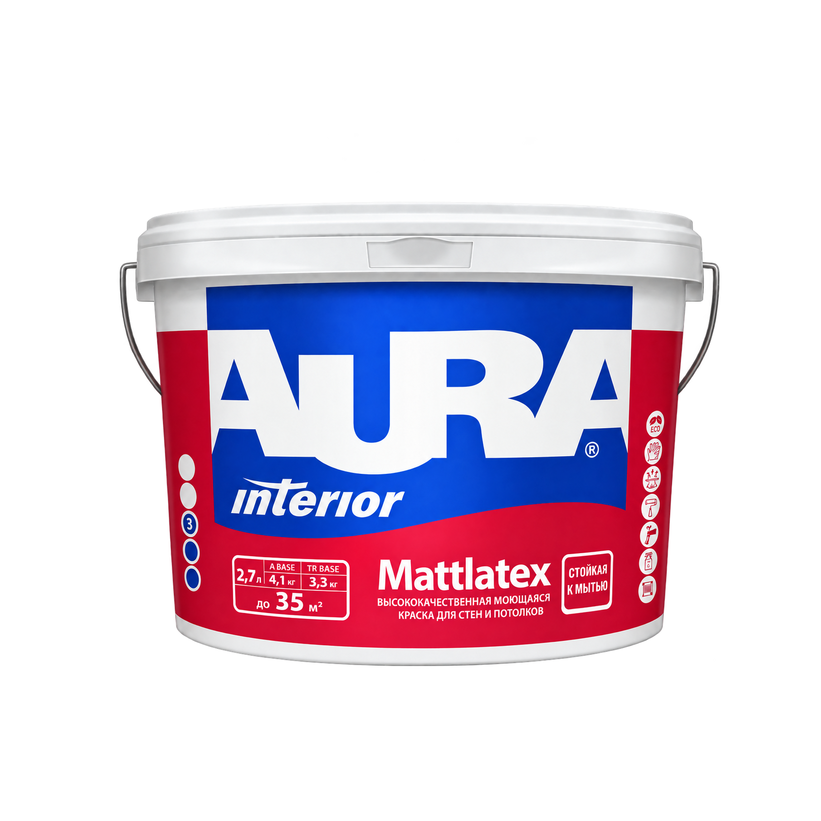 Краска моющаяся Aura Mattlatex Interior 2,7 л (база TR)