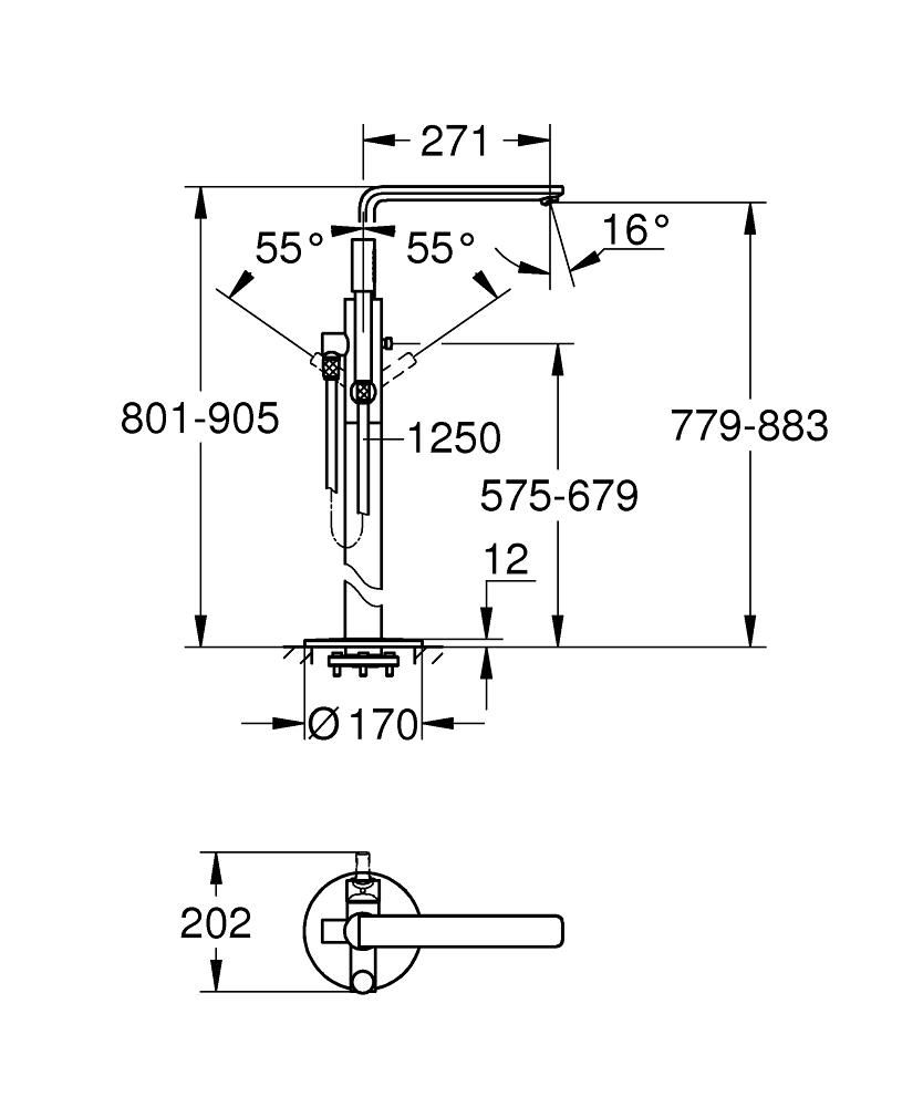 Смеситель для ванны GROHE LINEARE напольный 23792DC1 - фото 2