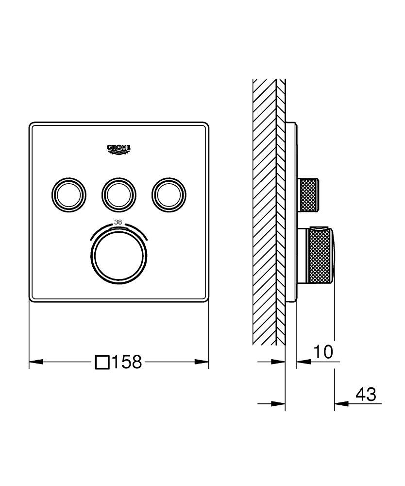Панель GROHE GROHTHERM SMART CONTROL без механизма S 3т 29126A00 - фото 2