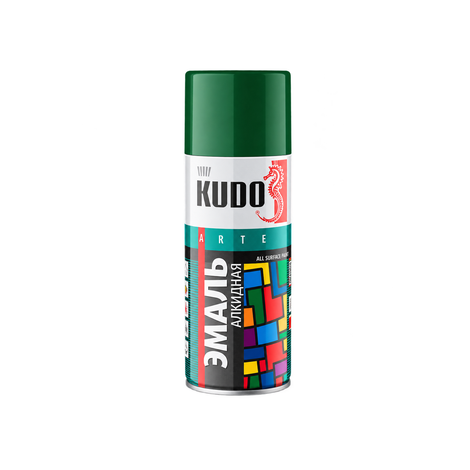 Высокопрочная алкидная универсальная глянцевая эмаль KUDO зелёная 0.52 л