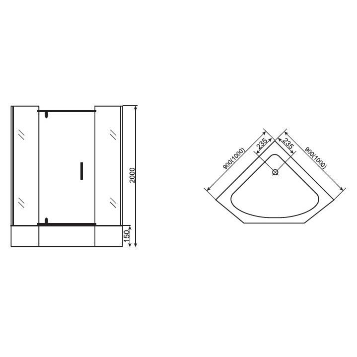 Душевая кабина AOCLEAR 100/200 A-032 (напольная, прозрачная, хромированная, Трапеция) - фото 2
