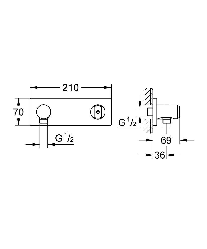 Кронштейн GROHE с подключением для душевого шланга GROHTHERM F 27621000 - фото 2