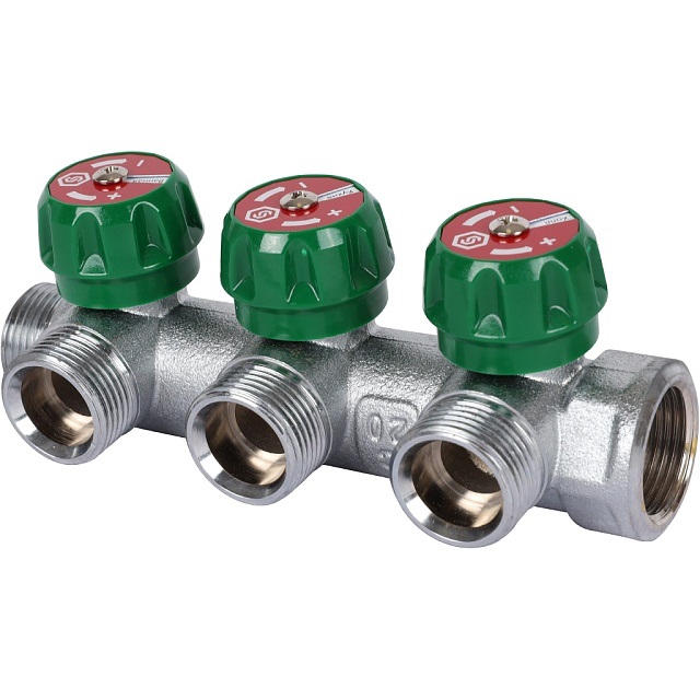 Коллектор регулирующий STOUT 3/4", 3 отвода 3/4" евроконус