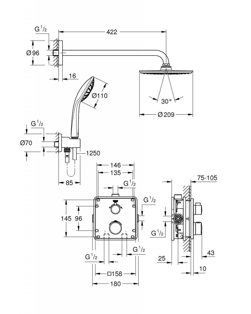Набор для комплектации душа GROHE Grohtherm 34734000 - фото 2