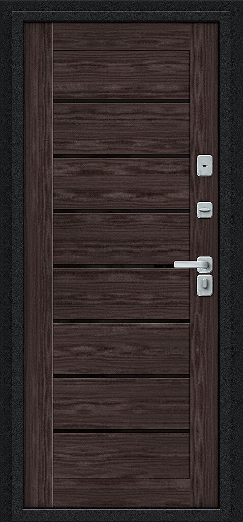 Дверь входная Thermo Техно Декор-2 Thermo-2 Букле черное 2050x860 мм Wenge Veralinga Левая