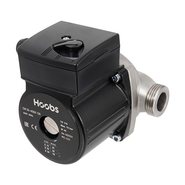 Насос циркуляционный CW 20-40SN 130мм 65Вт 1x230В 50Гц (корпус нерж.сталь) (с гайками) Hoobs