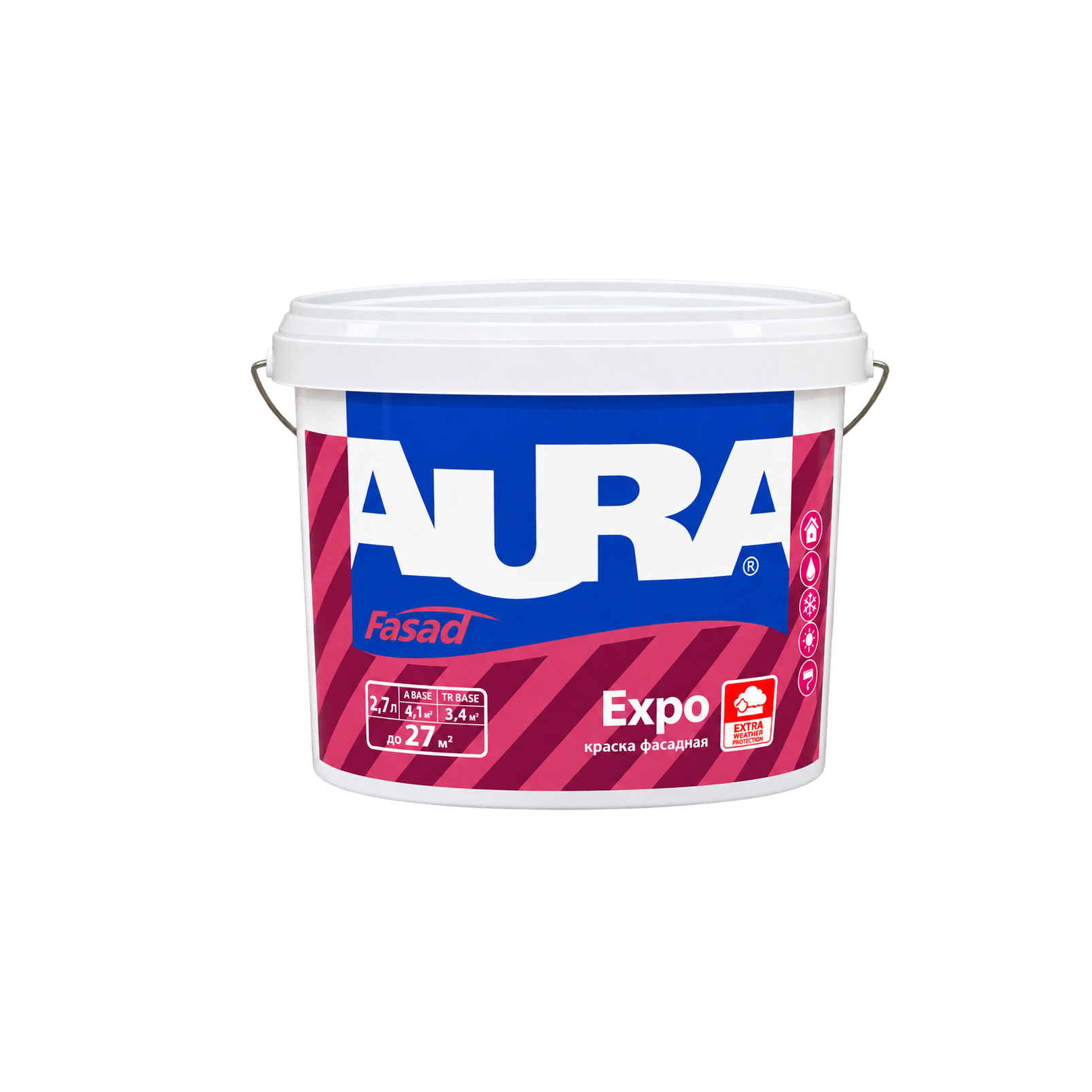 Краска фасадная водно-дисперсионная Aura Fasad Expo база А белая 2,7 л