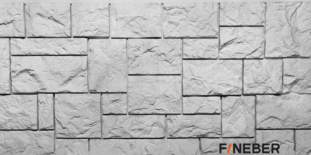 Фасадная панель Fineber Standart Камень дикий Мелованный белый