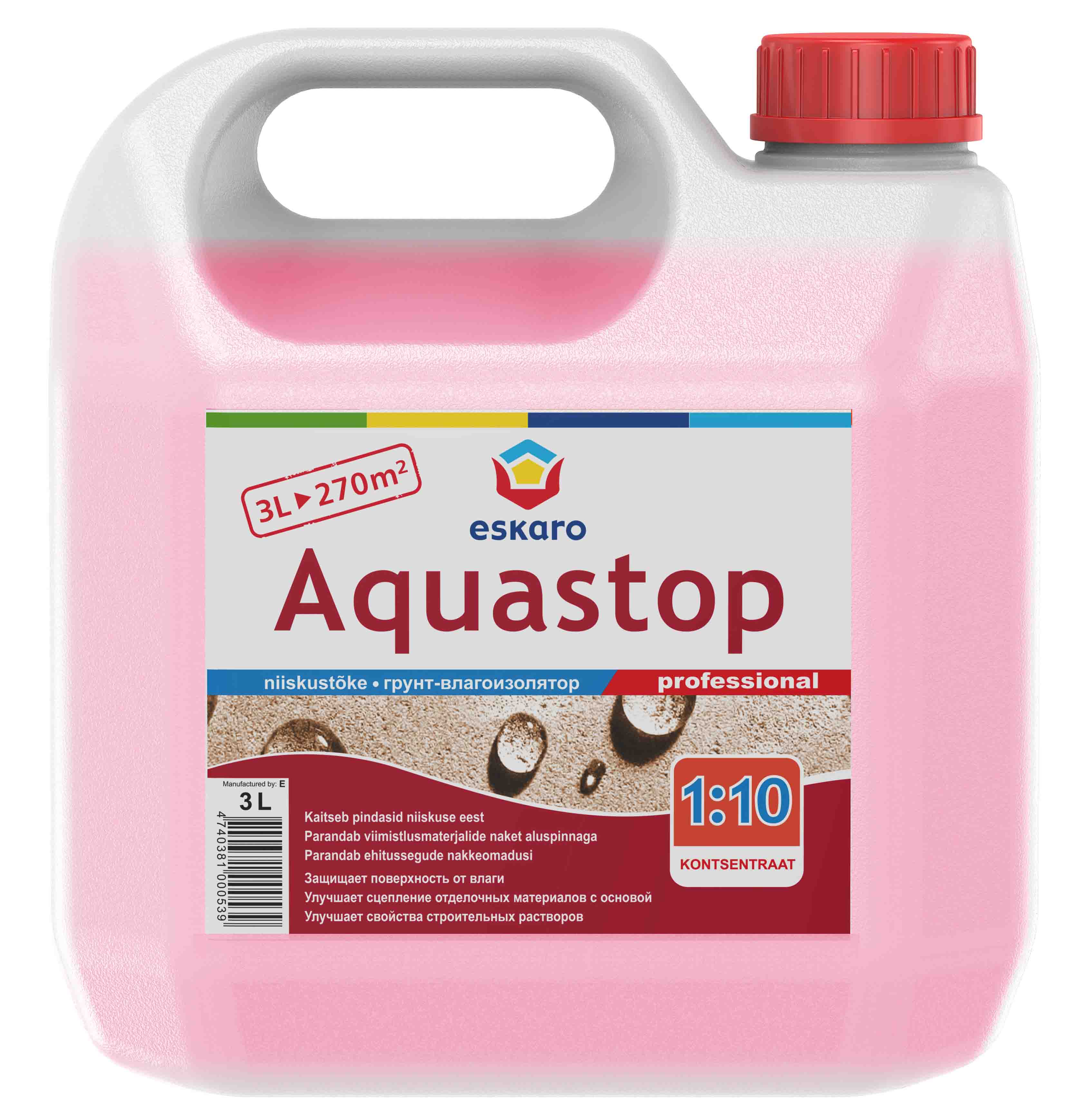 Акриловый грунт-влагоизолятор Eskaro Aquastop Professional, 3 л