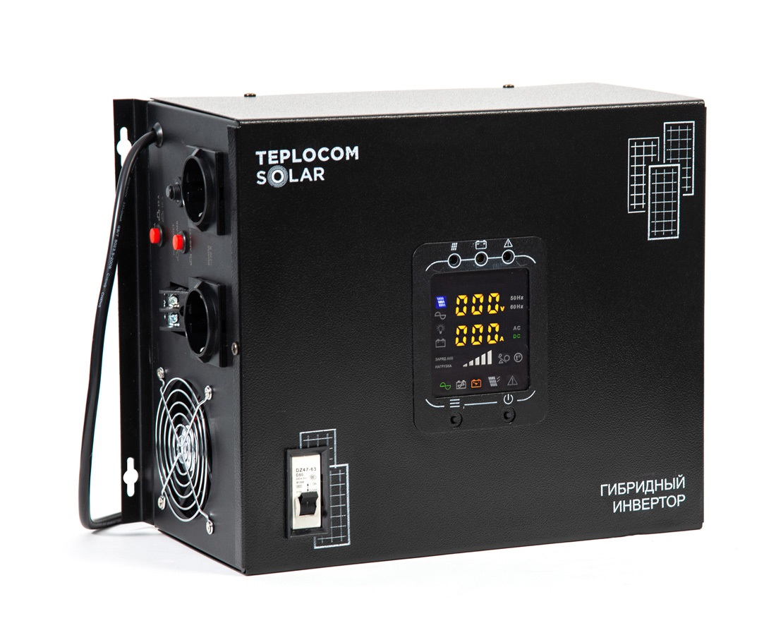 ИБП для котла отопления TEPLOCOM SOLAR-1500 220 В, 1500 ВА (1050 Вт) + стабилизатор
