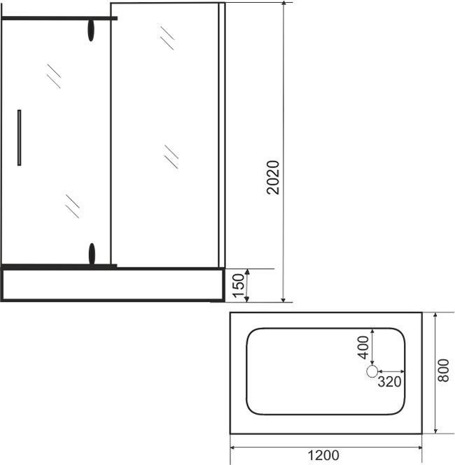 Душевая кабина AOCLEAR 80*120/202 A-88D(L) (напольная, прозрачная, хромированная)