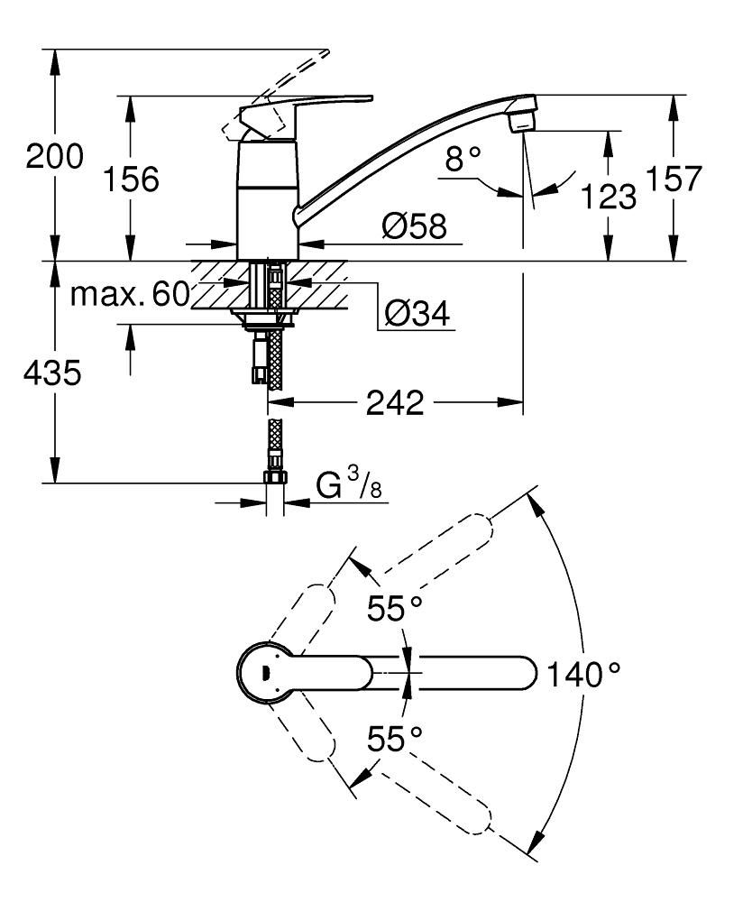 Смеситель для мойки GROHE EUROSTYLE COSM 3/8 33977002 - фото 2