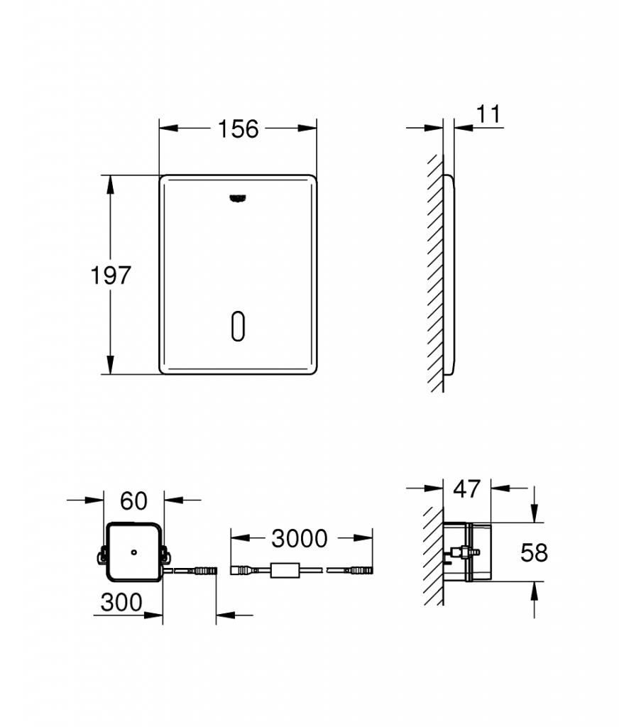 Клавиша GROHE Tectron Skate сенсорная 230V 38393SD1 - фото 3