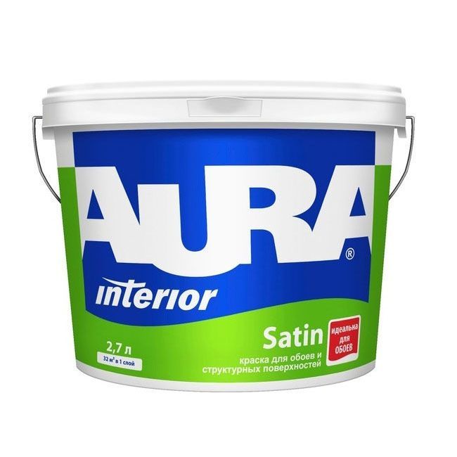 Краска Aura SATIN вододисперсионная СБ для обоев под окраску 2,7 л