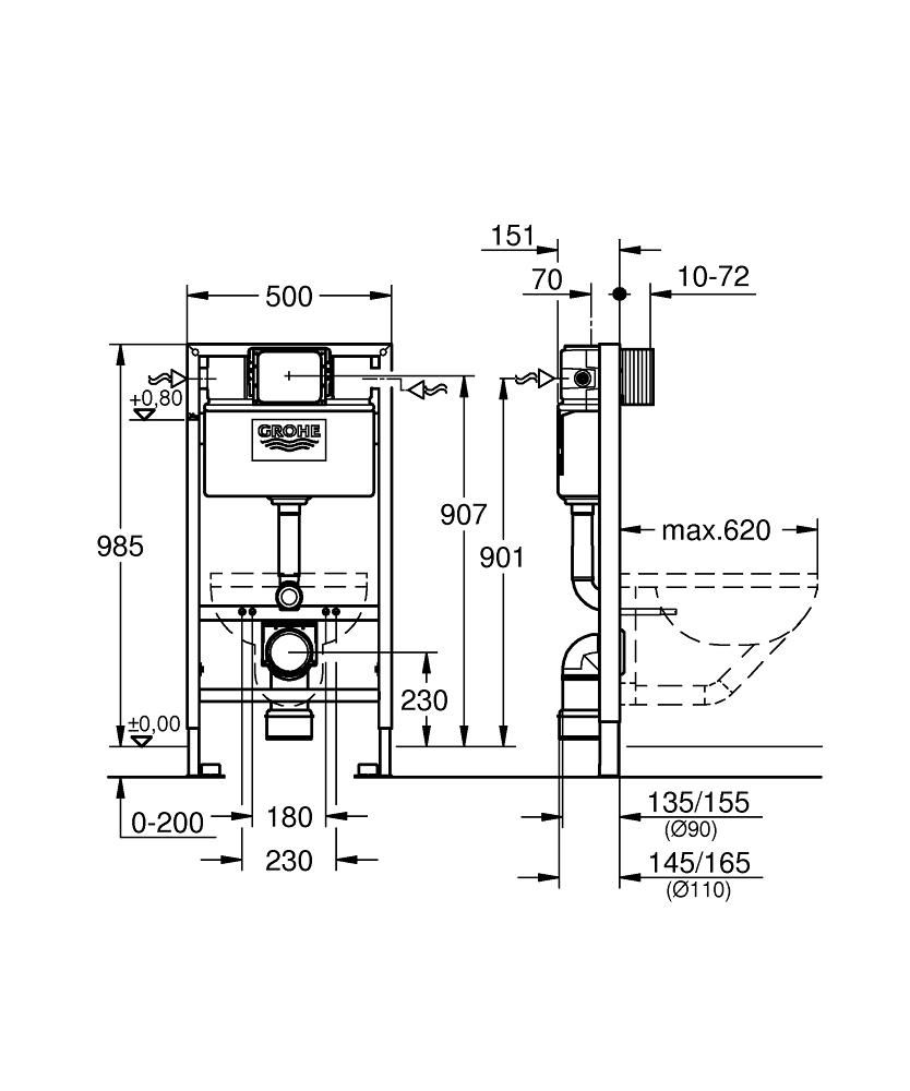 Монтажная система GROHE RAPID SL 38525001 для унитаза комплект, без кнопки - фото 2