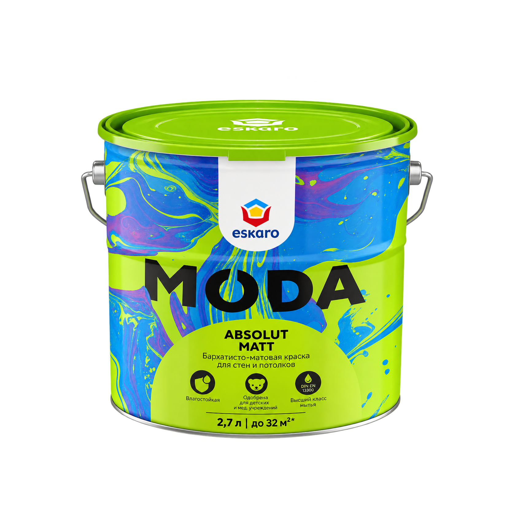 Бархатисто-матовая краска для стен и потолков Moda Absolut Matt (База А - белая) 2,7 л