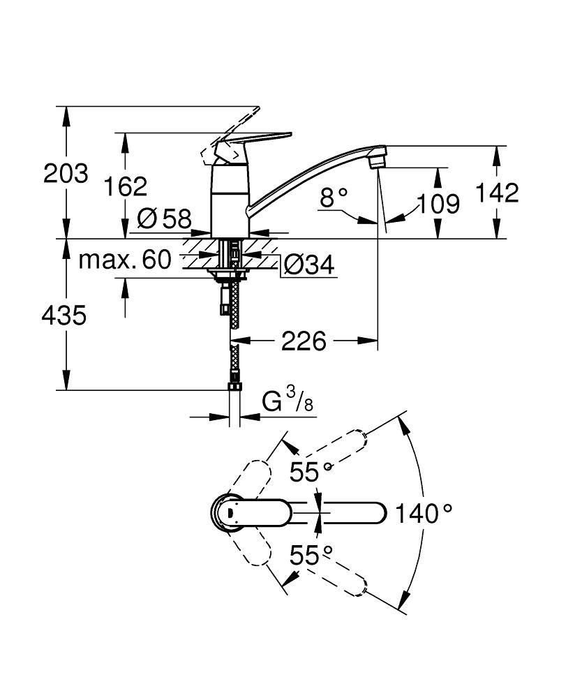 Смеситель для мойки GROHE EUROSMART COSM 3/8 32842000 - фото 2