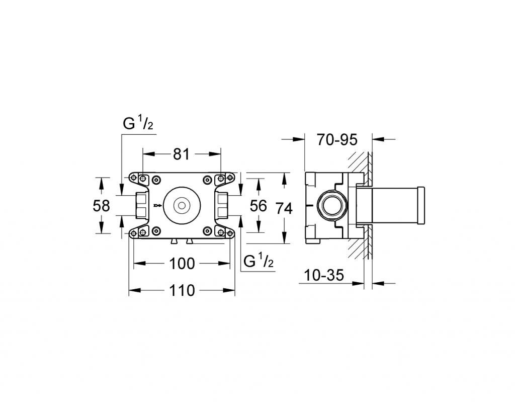Встраиваемый механизм GROHE Grohtherm F для подключения душевого шланга 35034000 - фото 2