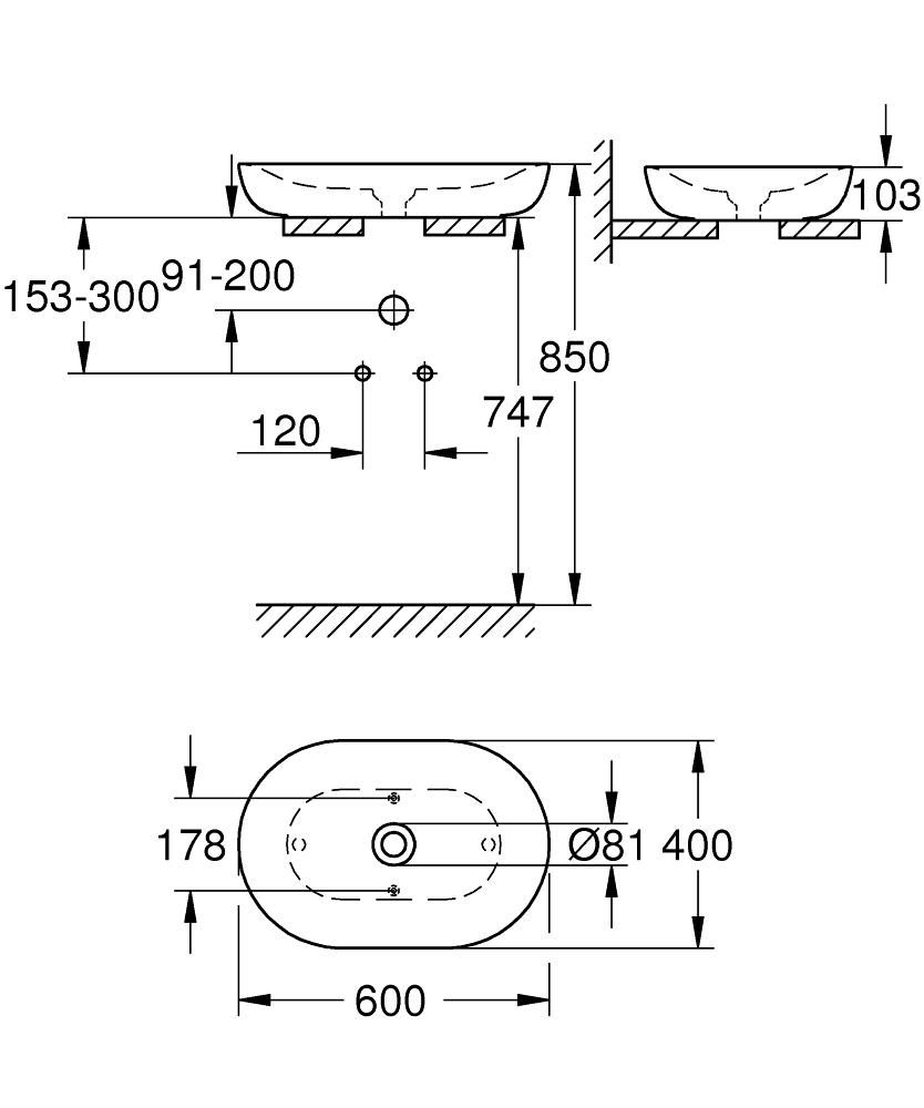 Чаша GROHE Essence 60*40 3960800H - фото 2