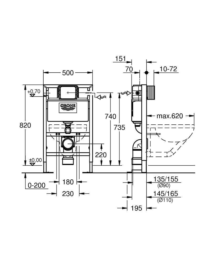 Монтажная система GROHE RAPID SL 38587000 для унитаза комплект, без кнопки - фото 2