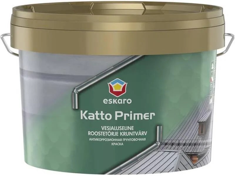 Краска антикоррозийная грунтовочная для металлических крыш Eskaro Katto Primer 2,7 л