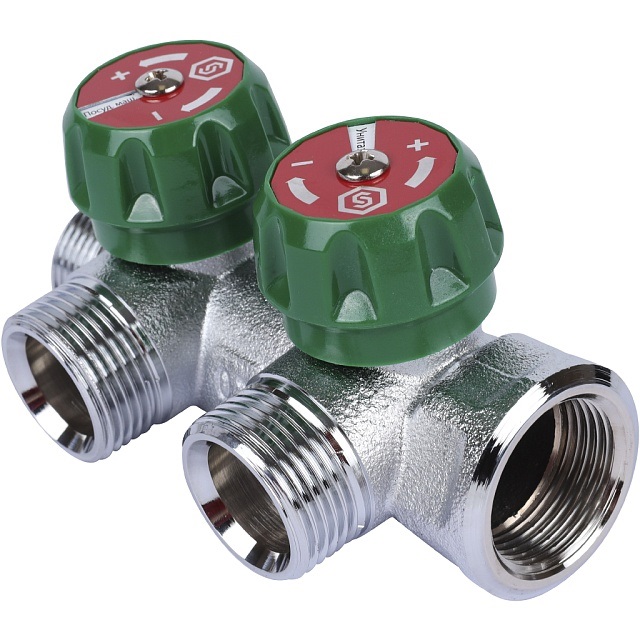 STOUT Коллектор регулирующий 3/4", 2 отвода 3/4" евроконус