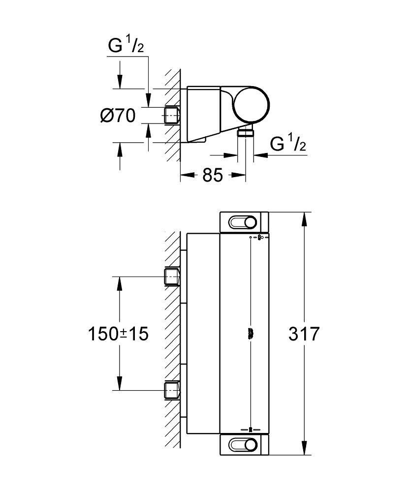 Смеситель для ванны GROHE GROHTHERM с термостатом 34469001 - фото 2