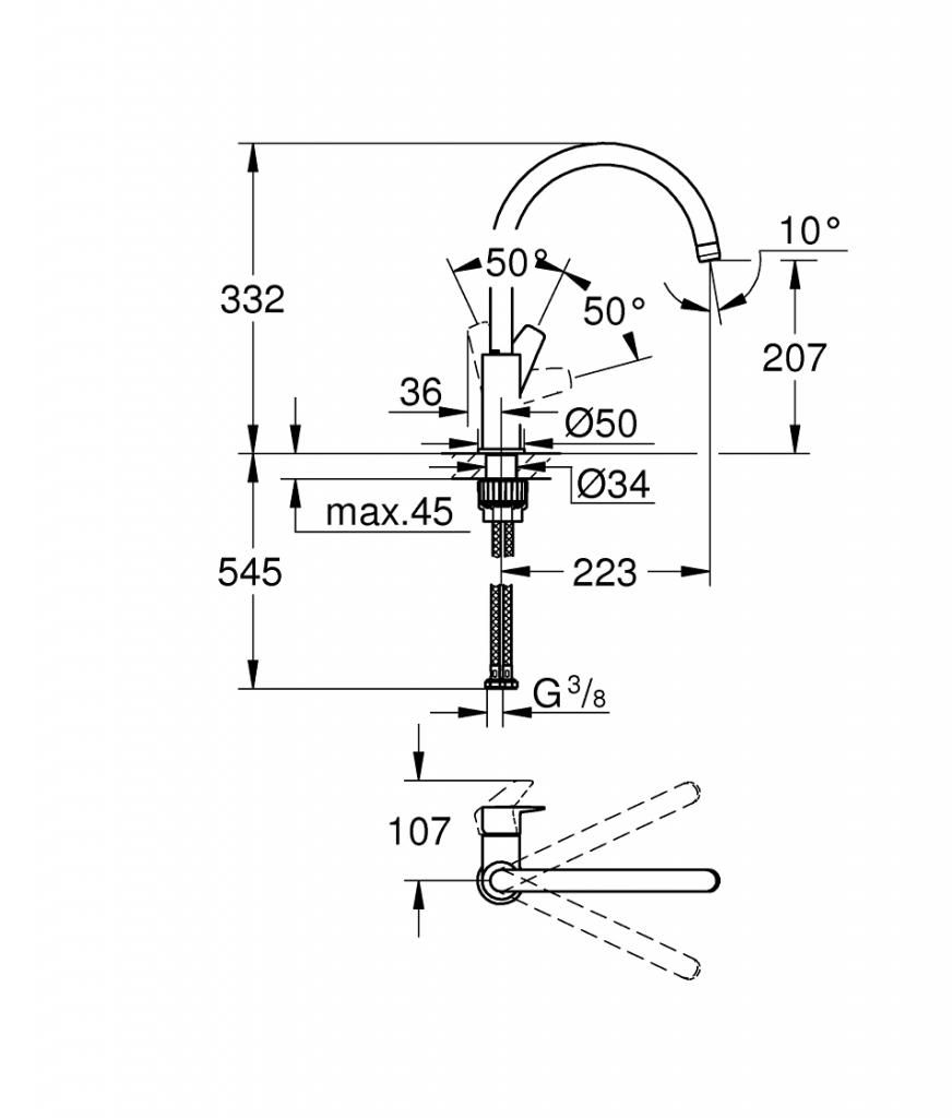 Смеситель для мойки GROHE BAUEDGE 31367001 - фото 3