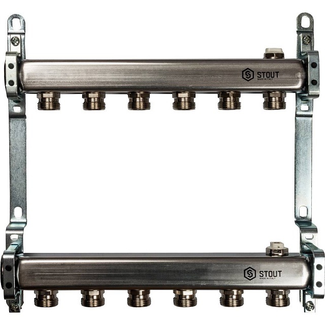 Коллектор из нержавеющей стали STOUT 1"/3/4"x6 вых.