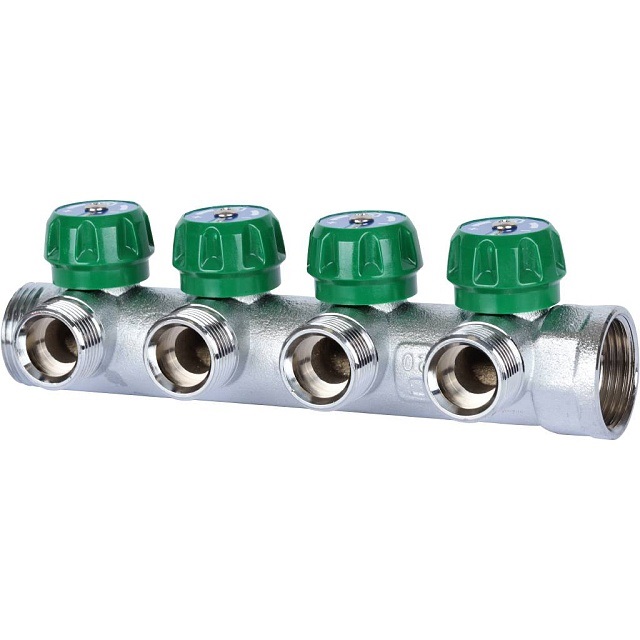 STOUT Коллектор регулирующий 1", 4 отвода 3/4" евроконус