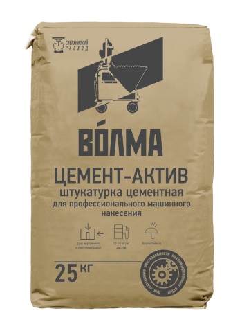 ВОЛМА ЦЕМЕНТ-АКТИВ Штукатурка цементная для машинного нанесения 25 кг