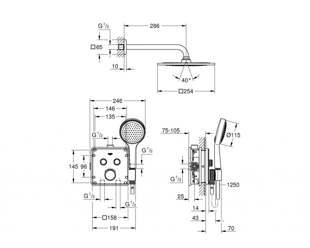 Набор для комплектации душа GROHE GROTHERM SMART CONTROL 34742000 - фото 2