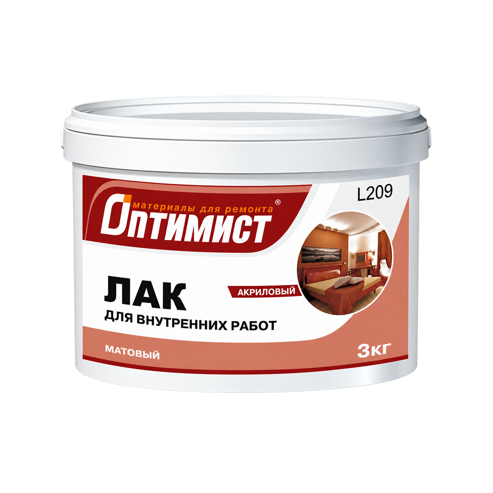 Лак для внутренних работ бесцветный матовый Оптимист 10 кг, L 209