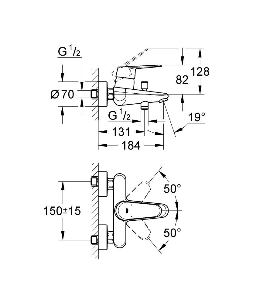 Смеситель для ванны GROHE EURODISC COSM без аксессуаров 33390002 - фото 2