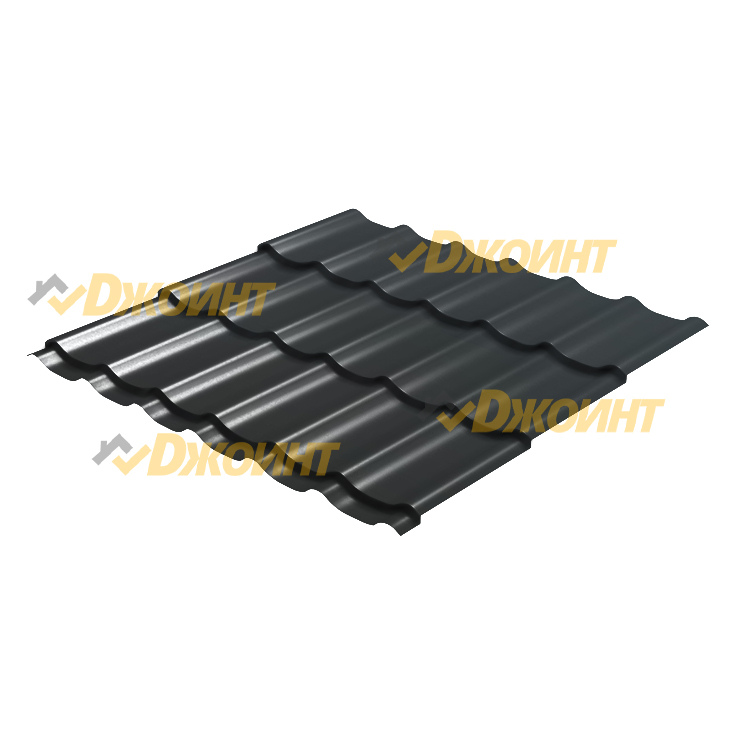 Металлочерепица Супермонтеррей 0,5 Multigloss Black Pearl Черный Жемчуг