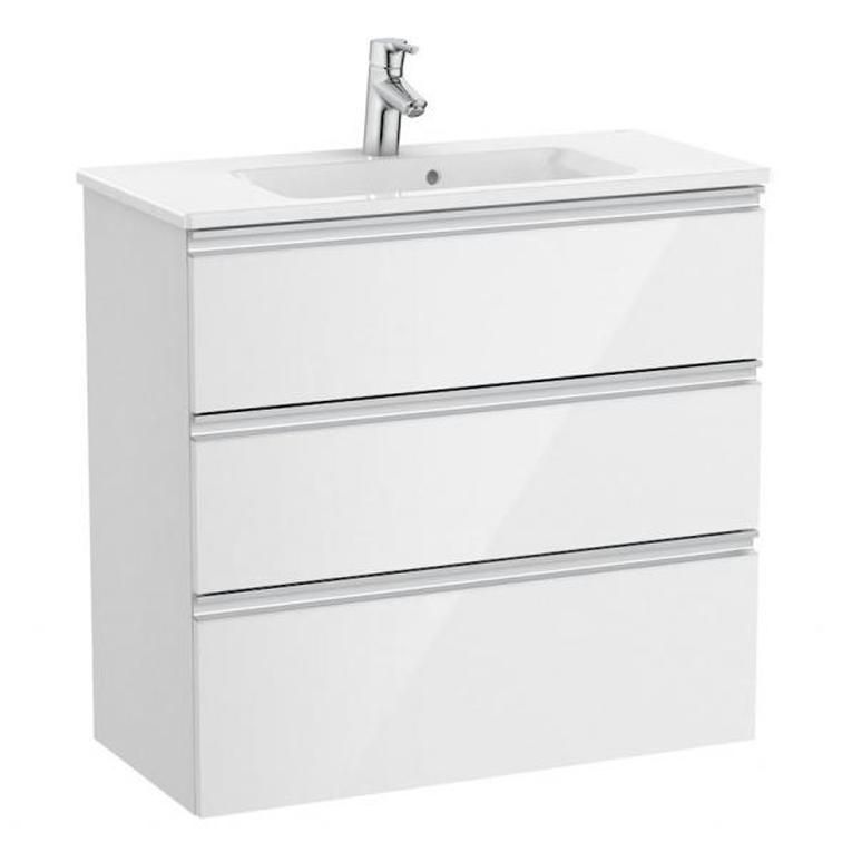 Тумба ROCA THE GAP 80 белый глянец без умывальника подвесная 3 ящика A857406806/857553806