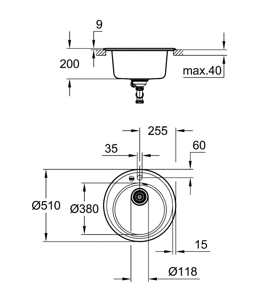 Мойка GROHE 510 K200 50-C 51 1.0 31656AP0 - фото 3