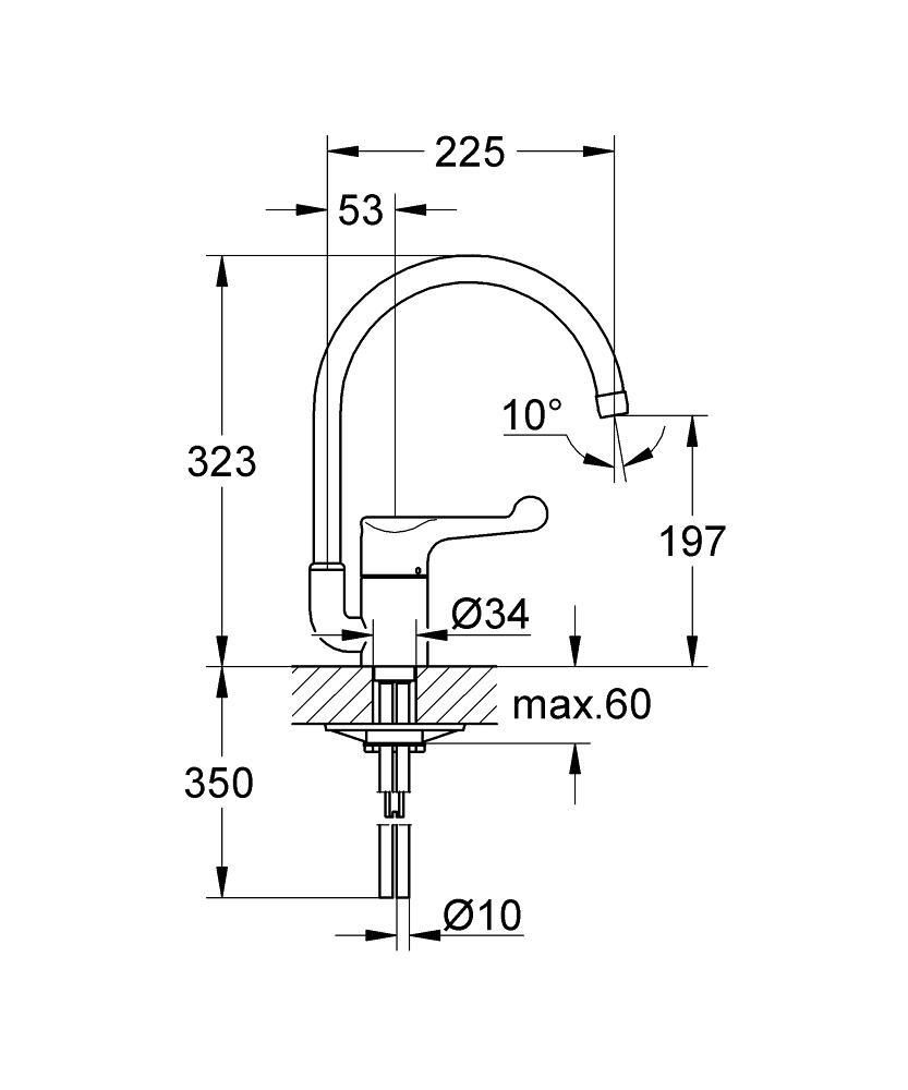Смеситель для мойки GROHE EUROECO SPECIAL 10 мм 33912000 - фото 2