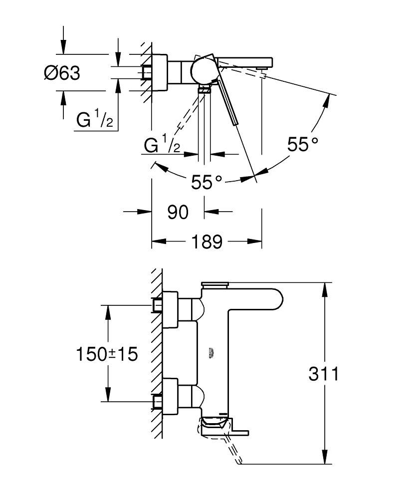 Смеситель для ванны GROHE PLUS 33553003 - фото 2